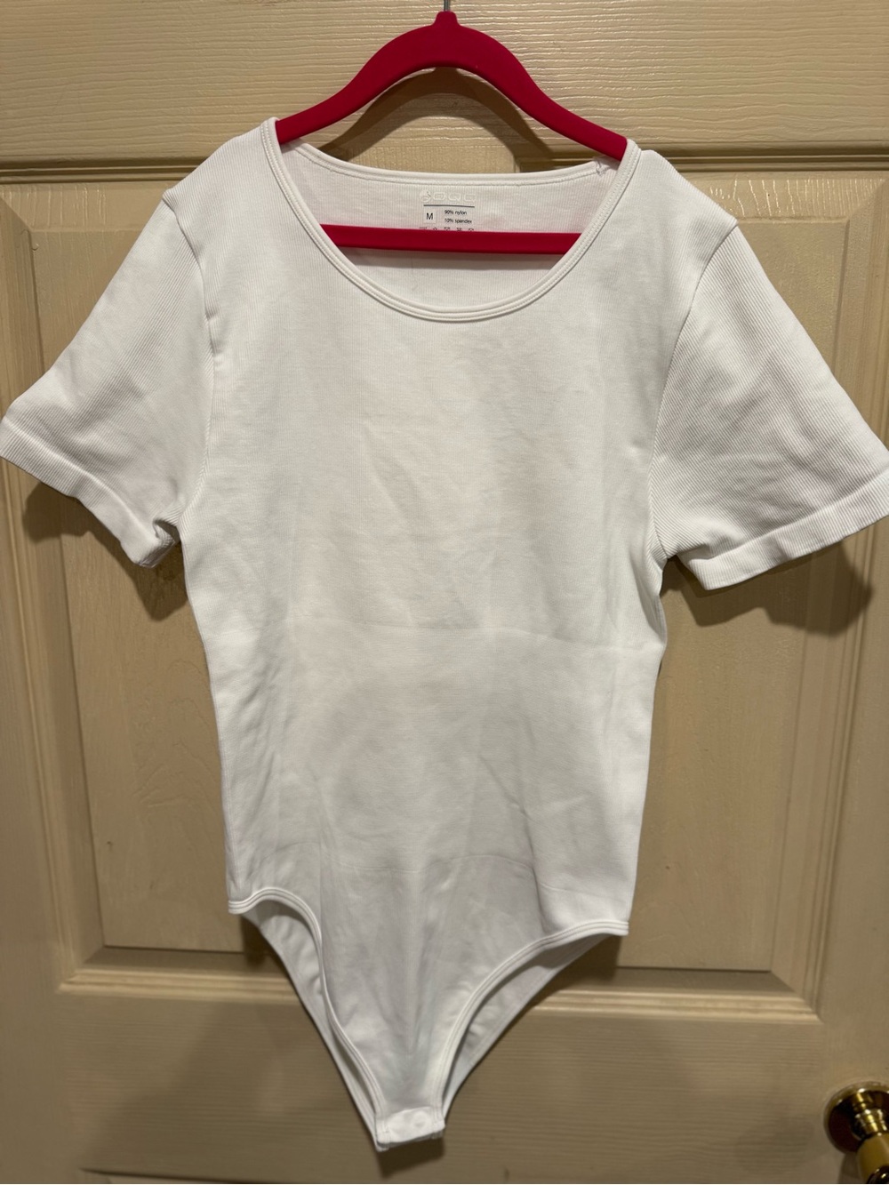 SHEIN White Short-Sleeve Ribbed Bodysuit